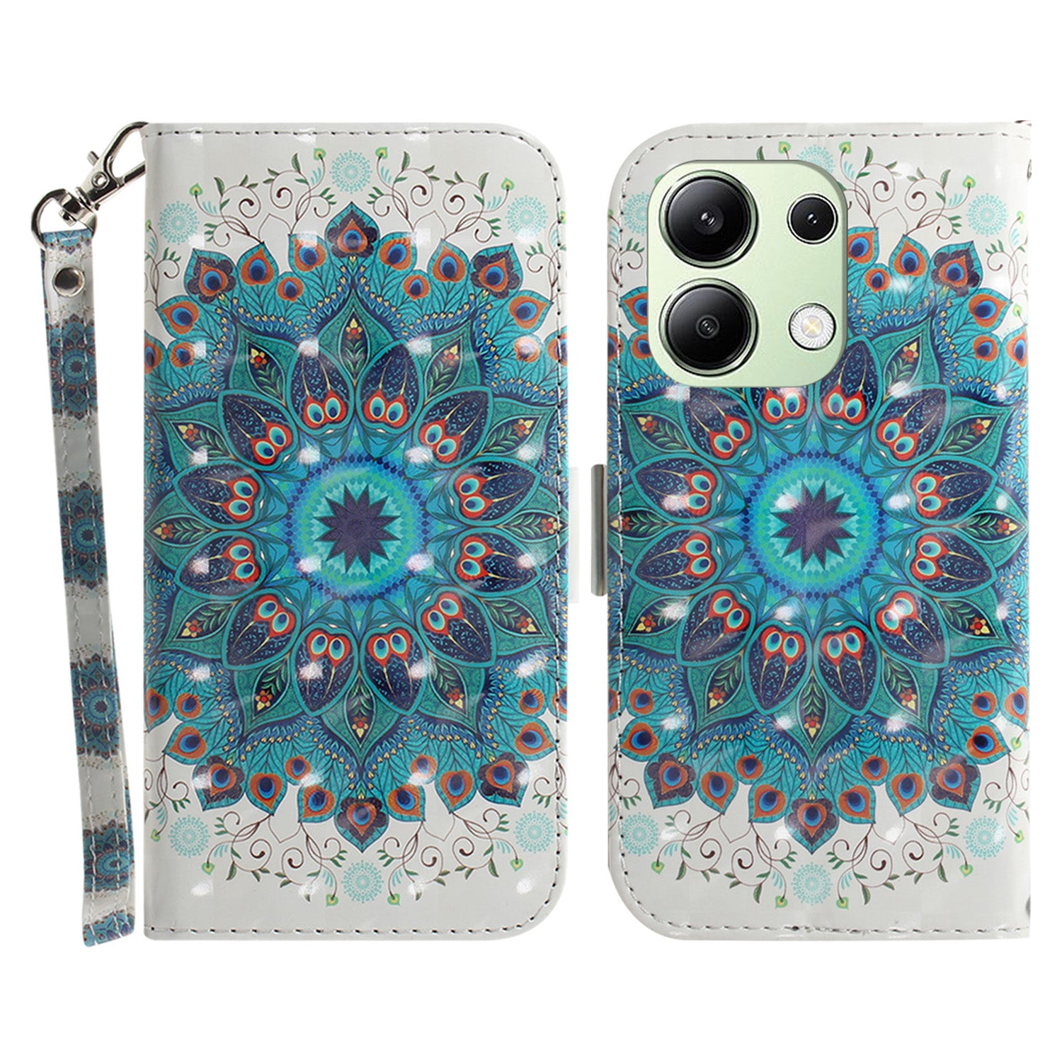 For Xiaomi Redmi Note 13 4G Case with Hand Strap Pattern Printing Leather Phone Cover For Xiaomi Redmi Note 13 4G Case with Hand Strap Pattern Printing Leather Phone Cover